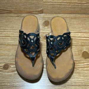 Clark’s Cork Wedge Studded Thong Strap Sandal